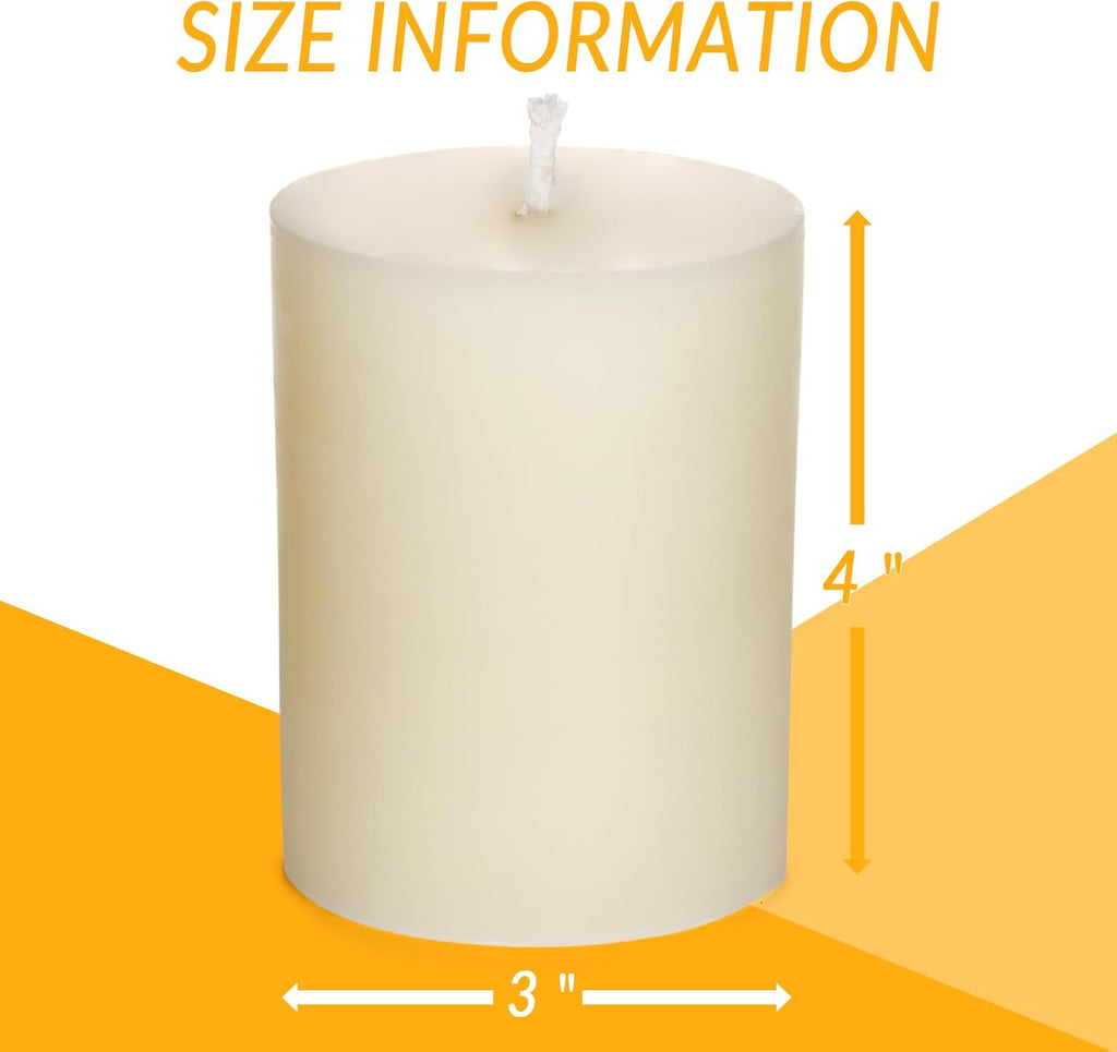 Beeswax Pillar Candles 3x4 Inch 3 Pack, Pure Natural Beeswax Candles - Unscented, 40 Hour Burn Time,Hand-Poured (Ivory)