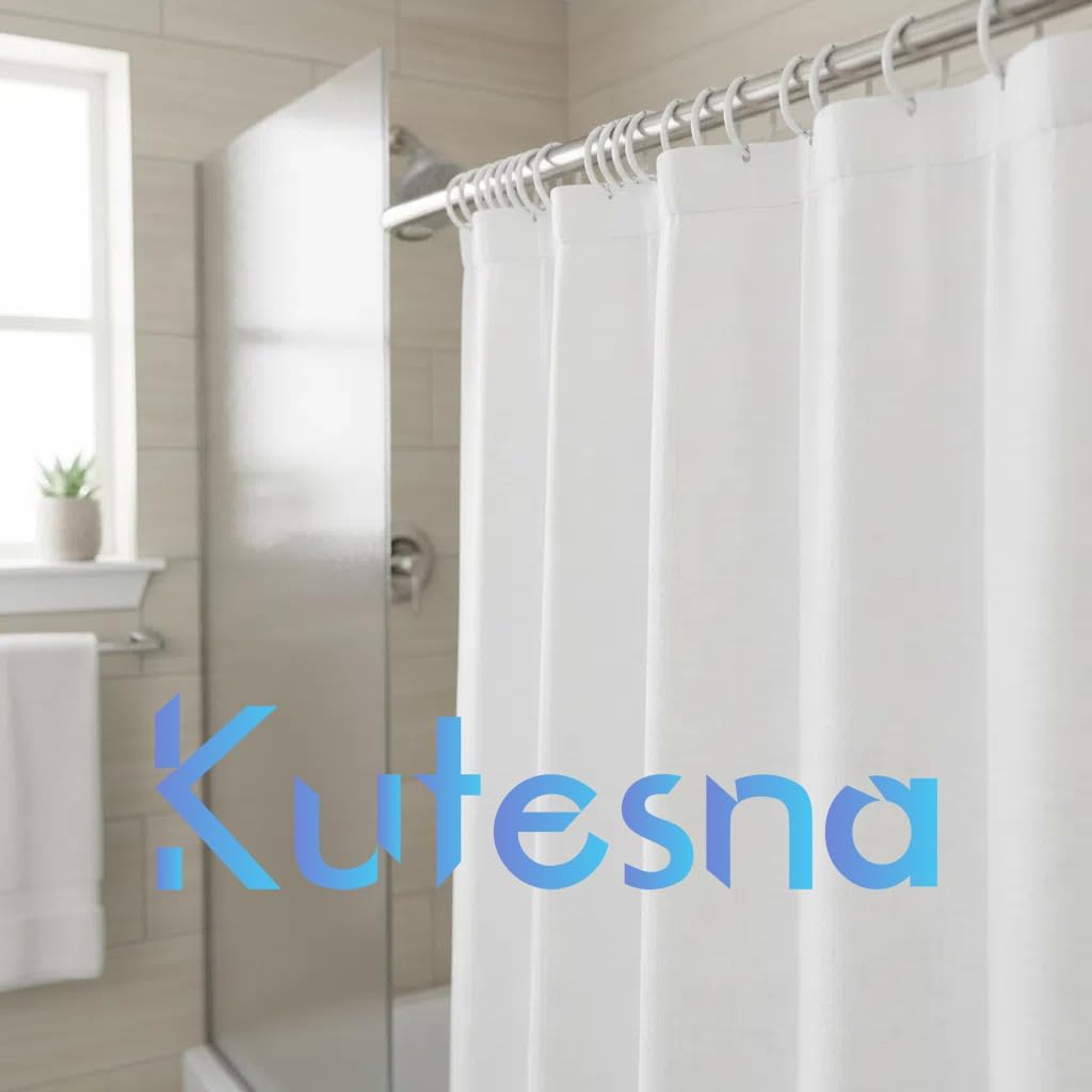Kutesna 24PCS Shower Curtain Hooks,White Shower Curtain Rings