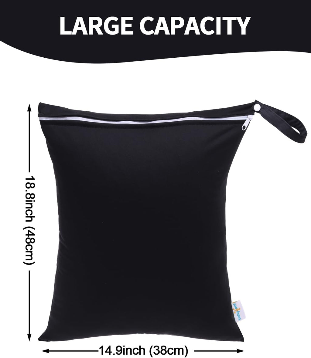babygoal Travel Laundry Bags 2 Pack, Ideal for Travel, Gym and Swimming-Washable Waterproof Wet Dry Bags for Dirty Clothes, Bathing Suits and Swimsuits(black and grey)