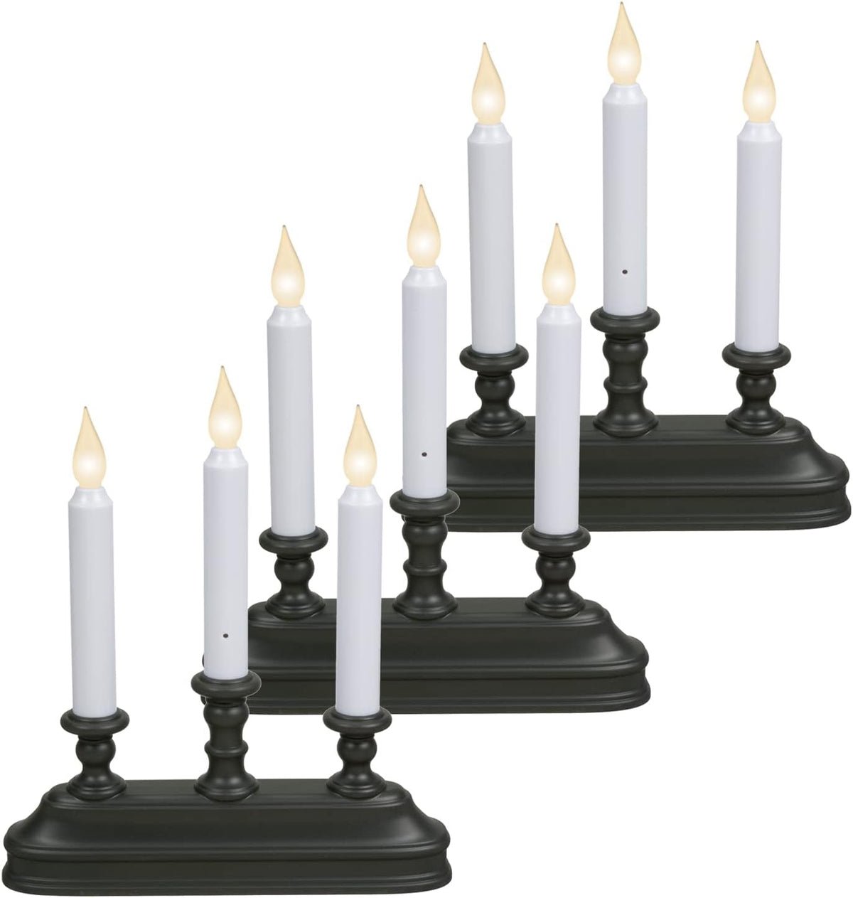 Xodus Battery Operated Window Candles, Aged Bronze, Candelabra, 3 Pack