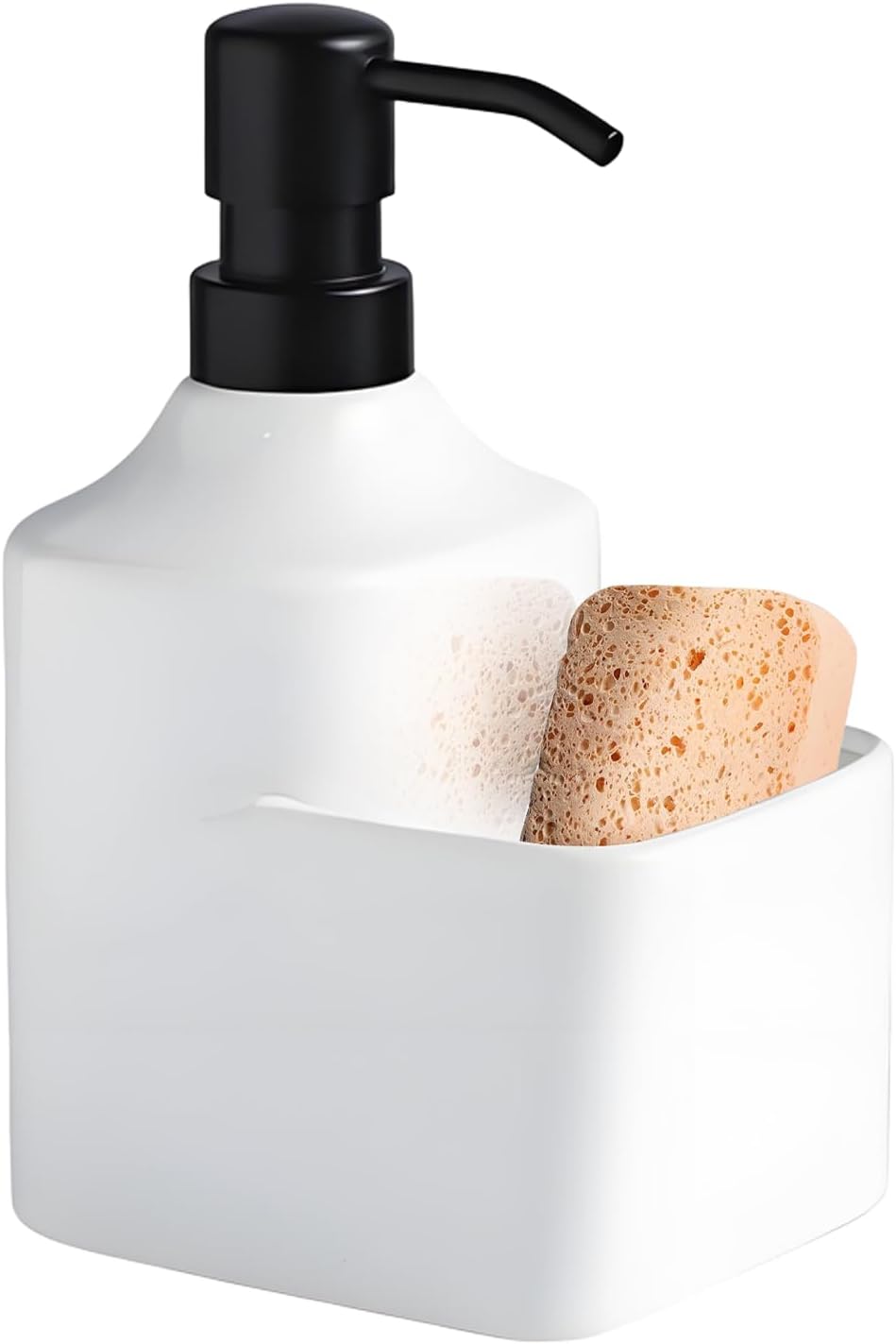Gets Soap Dispenser White Ceramic Pump Bottle with Storage Holder