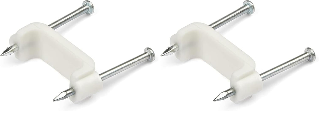StarTech.com 200 Pack Cable Clips with Nails - Two Steel Nails - Reusable Nail-in Clamps - Brick/Drywall Cable Fasteners - Ethernet Cord/AV/Coax Cable - Mounting Cable Tacks - White - TAA (CBMDNMCC2)