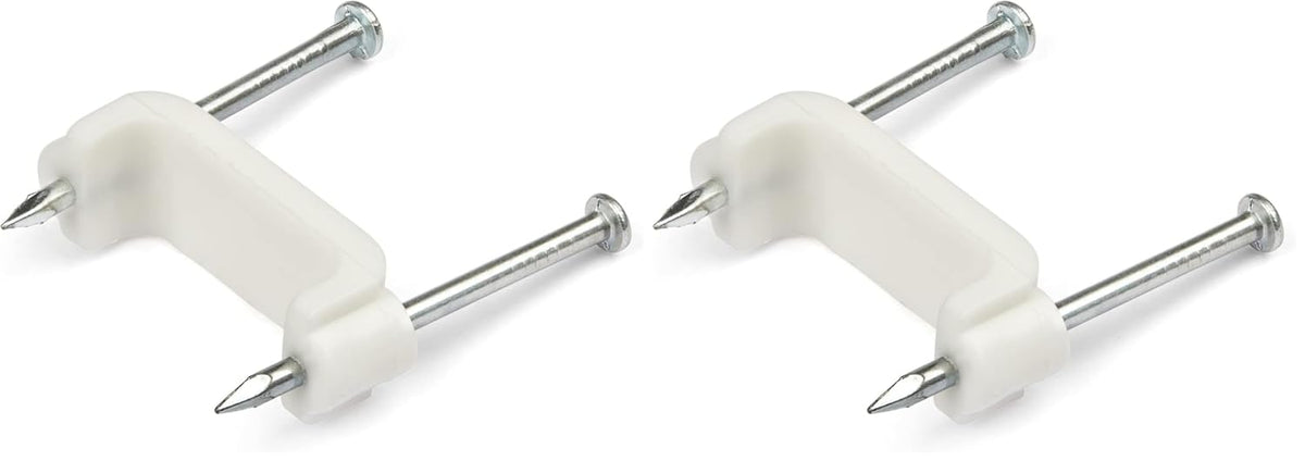 StarTech.com 200 Pack Cable Clips with Nails - Two Steel Nails - Reusable Nail-in Clamps - Brick/Drywall Cable Fasteners - Ethernet Cord/AV/Coax Cable - Mounting Cable Tacks - White - TAA (CBMDNMCC2)