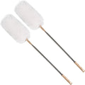White Lambswool Extendable Duster, 32-98 Inch Bendable Wool Head with Anti-Static Properties and Stainless Steel Extension Pole for Ceiling Fans, High Walls, and Roof Dusting(Two Pack)