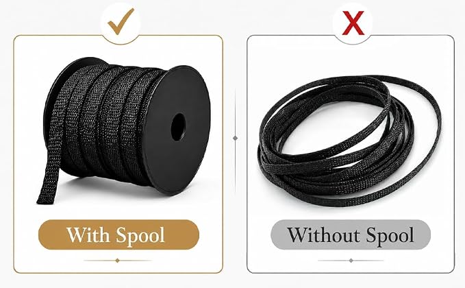 100 Feet - 1/2 Inch Braided Wire Loom PET Cable Loom Expandable Braided Sleeving Wire Sleeve for Automotive，TV, Computer, Home Theater, Black