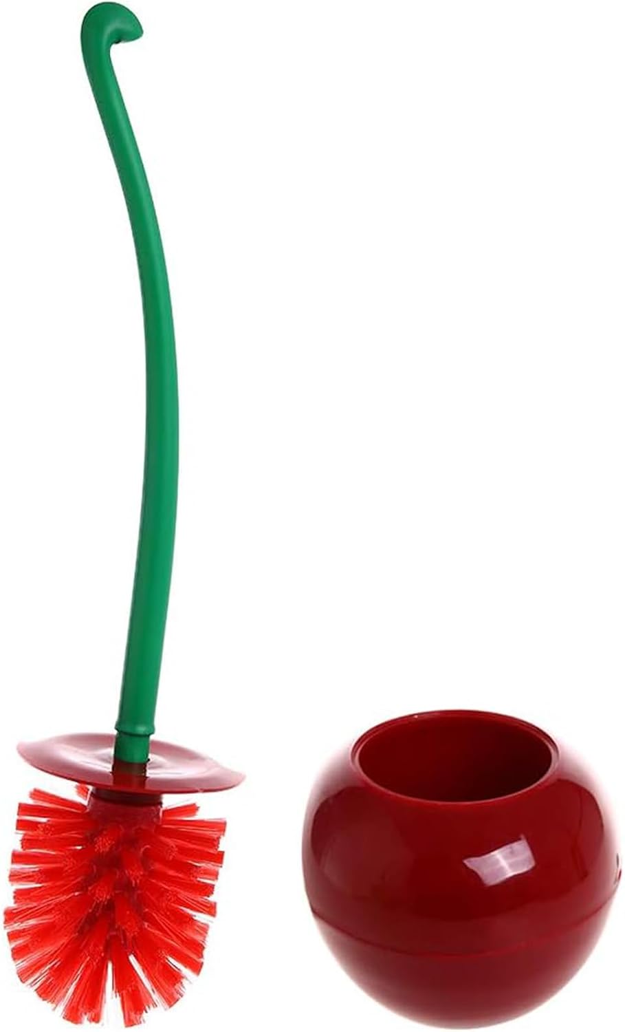 Cherry Toilet Brush with Holder Bowl&Long Handle, Bathroom Cleaning