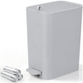 Small Bathroom Trash Can with Lid, Slim Garbage Can, 2.1 Gallon, Gray