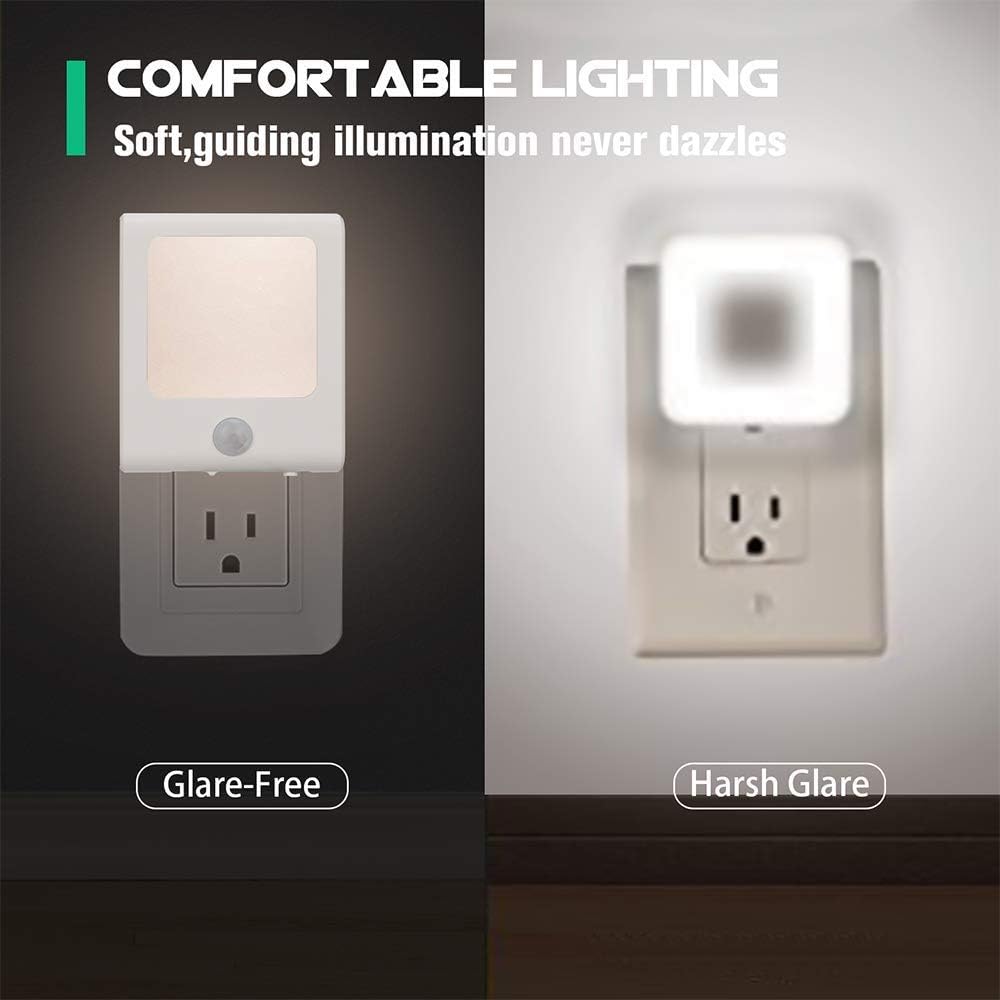 VINTAR 6 Packs Motion Sensor Dimmable Night Light, Auto Dusk to Dawn Sensor
