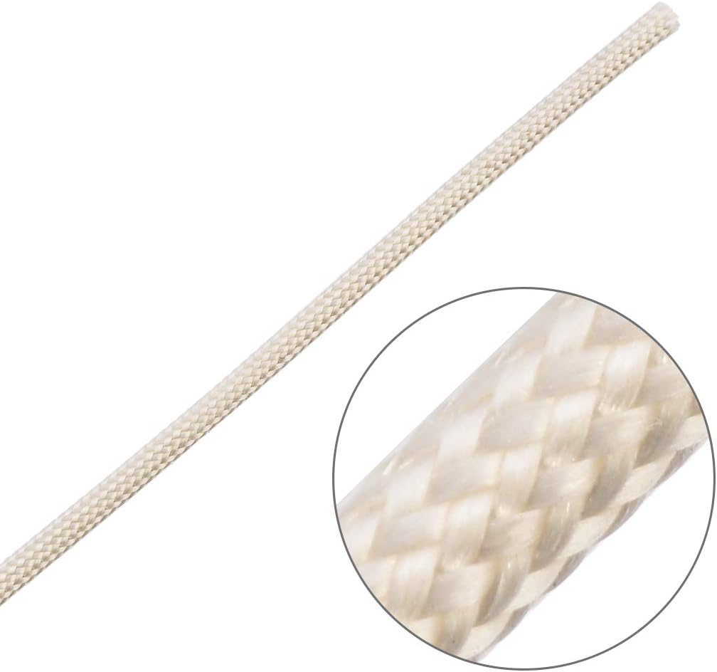 uxcell Insulation Braid Sleeving, 9.8Ft-1.5mm High TEMP Fiberglass Sleeve White