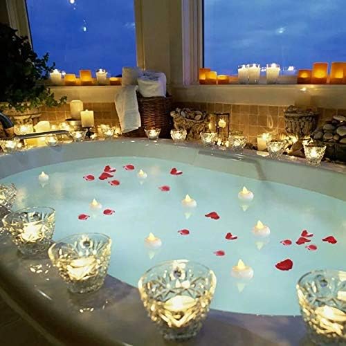 KITOSUN Floating Candles Waterproof Flameless Flickering LED Tea Lights Water Activated Battery Operated Led Candles for Proposal Wedding Bar Party Centerpiece Pool & SPA(24pcs Warm White)