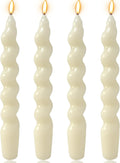 4 Pack 7 Inch Ivory Spiral Taper Candles, Unscented Dripless Fat Twisted Candlesticks for Home Décor Party Wedding and Celebrations