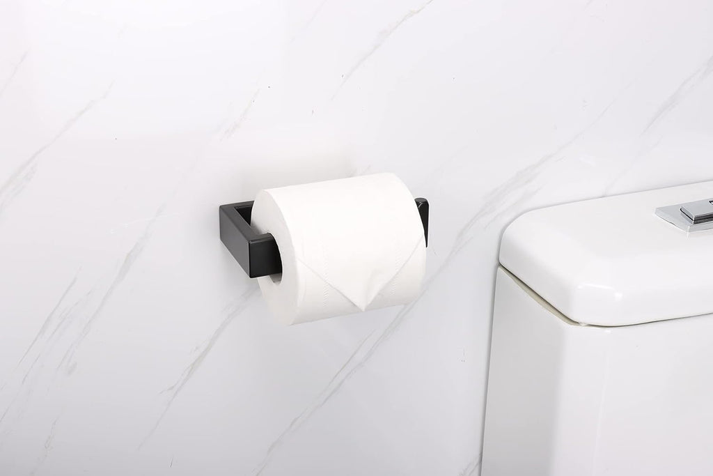 TocTen Toilet Paper Holder-Bathroom Tissue Holder Fit Big Roll Paper, Toilet Paper Roll Holder Wall Mounted Made of Thicken 304 Stainless Steel, Suitable for Bathroom, Kitchen, Office (5.9 in, Black)