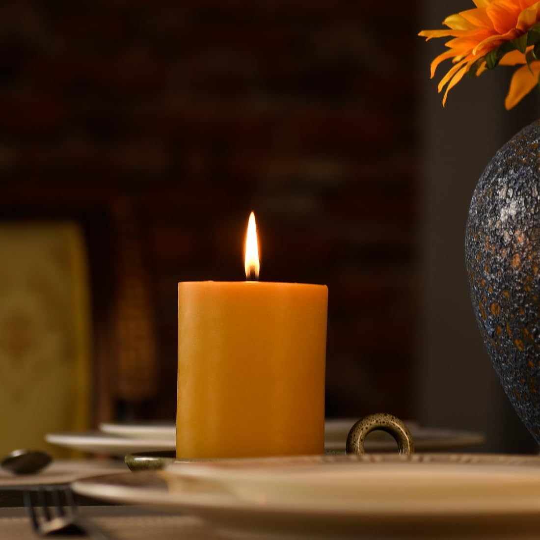 Beeswax Pillar Candles 3x4 Inch, Pure Natural Beeswax Candles - Unscented, Long Lasting Burn Time, Smokeless and Dripless