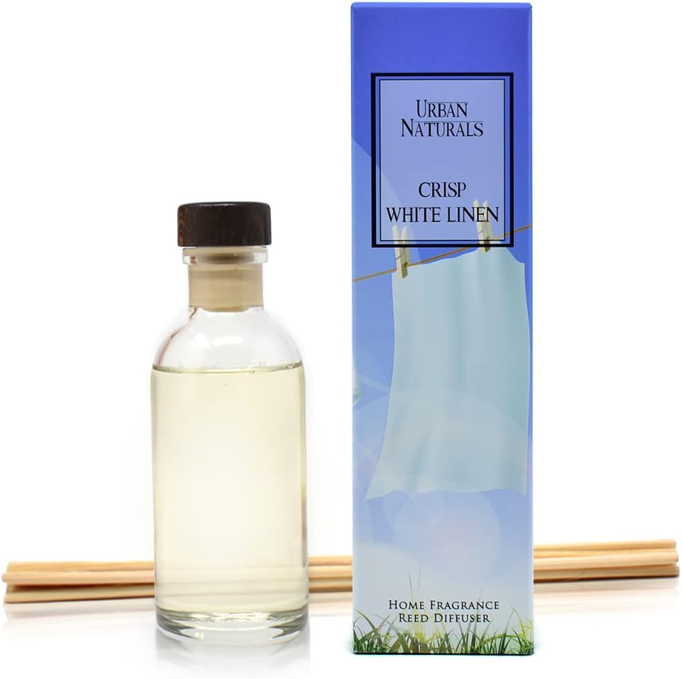 Urban Naturals Reed Diffuser Set, Crisp White Linen - Bathroom Shelf Décor