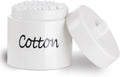 LEETOYI Ceramic Cotton Swabs Holder Organizer with Lid,Storage Canisters for Cotton Swabs, White