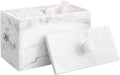 Luxspire Cotton Swab Holder, Dual Compartment Jar with Lid, Ink White