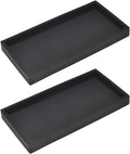 DNC 2PC 7.9" Small Bathroom Vanity Tray for Counter, Silicone Kitchen Sink Soap Tray for Countertop Dish Holder Dispenser Toilet Tank Desk Organizer Black