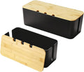 2 Pack Cable Management Box, Wooden Style Cord Organizer Box,Black
