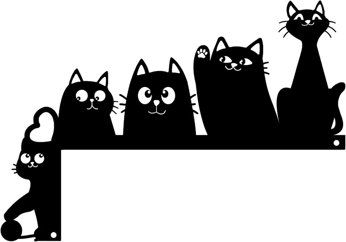 Baitiane Black Metal Wall Art, Cat Door Frame Decor, Door Topper, Modern Minimalist Home Decoration for Living Room, Bedroom, Entryway, Ideal Gift for Cat Lovers (A)