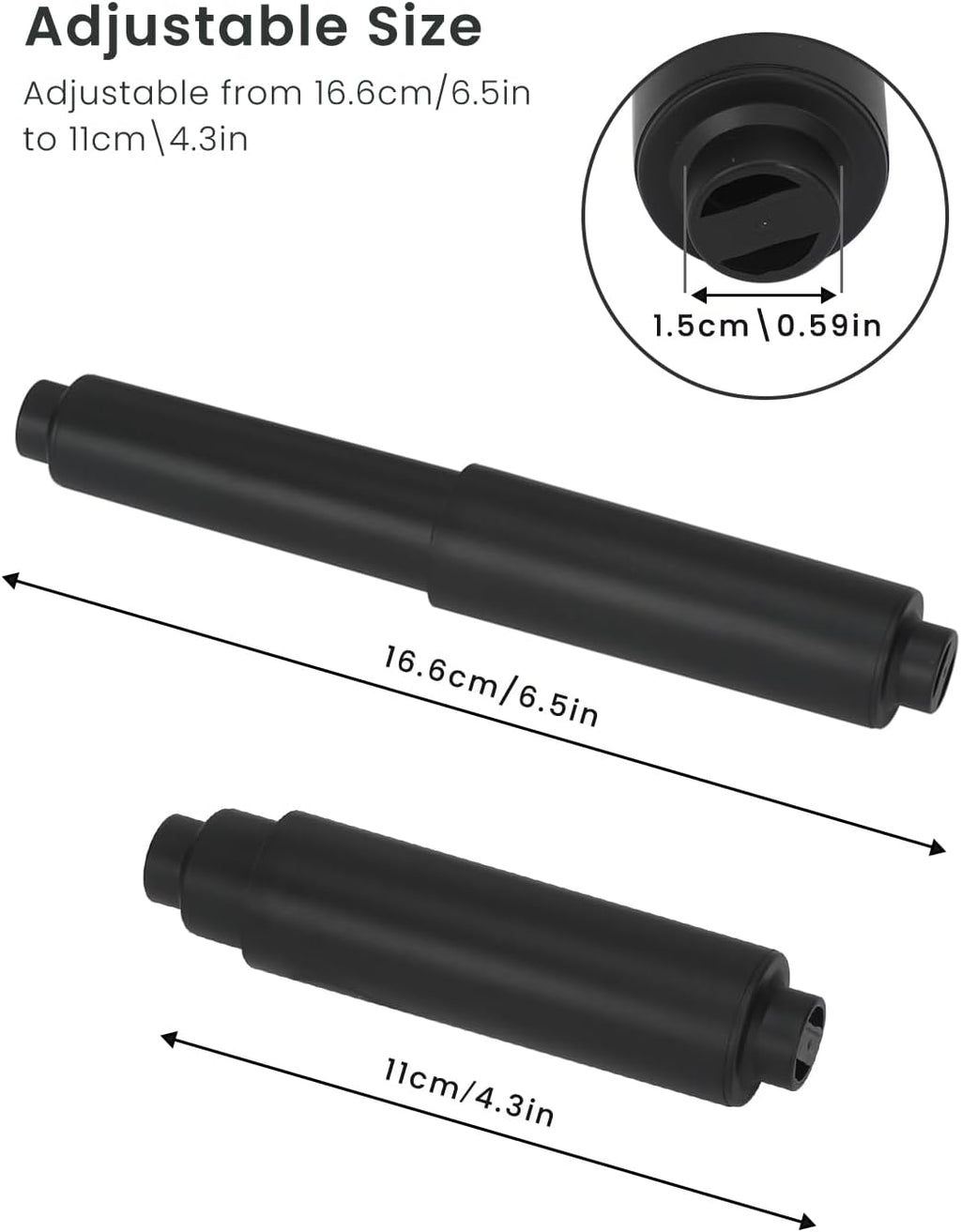 Toilet Paper Holder Roller Replacement, 2Pcs 6.5inch Plastic Toilet Paper Spring Rod Toilet Tissue Holder Replacement Spindle Replacement Rod fits Extra Large Bathroom Tissue Rolls (Black)