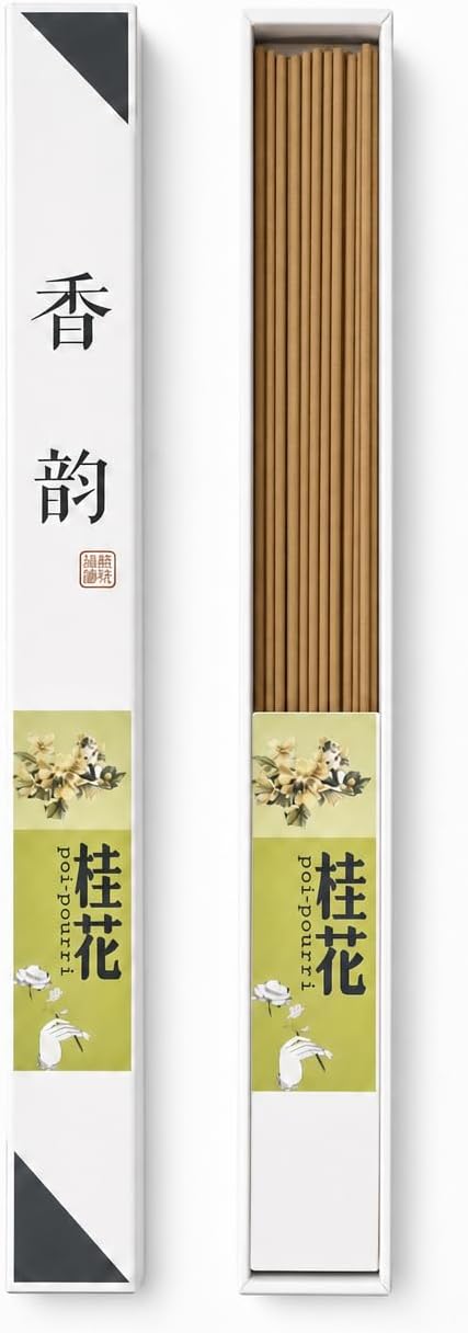 Osmanthus Incense Sticks - 47 Sticks Premium Natural Coreless Chinese GUI Hua, Sweet Apricot Floral Aroma for Meditation, Yoga & Home Fragrance | Low Smoke Non Toxic Aromatherapy Gift
