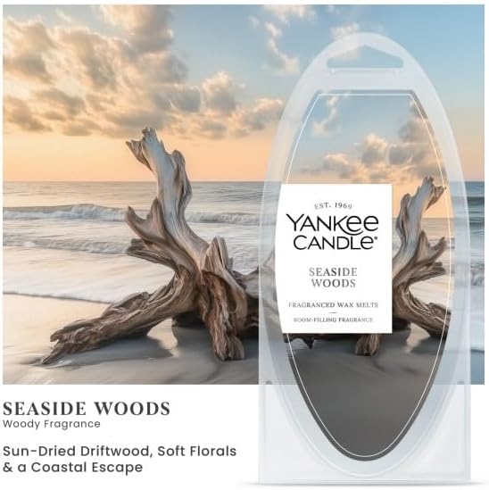 Yankee Candle Fresh & Clean Fragranced Wax Melts Variety Pack, 6 Wax Spheres per Package, Pack of 4 (24 Cubes Total), Clean Cotton, Ocean Air, Dried Lavender & Oak, Seaside Woods
