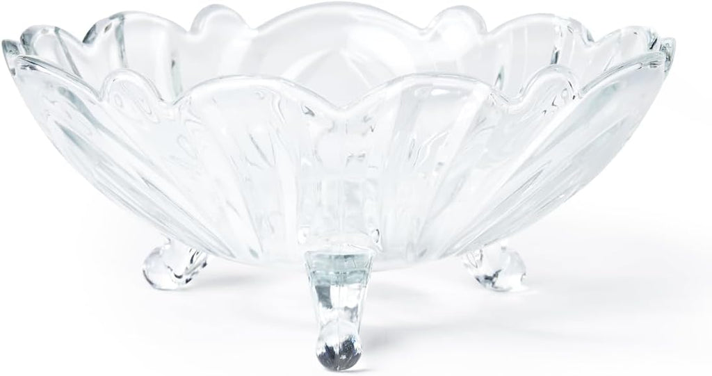 MIMMU Glass Fruit Bowl 9" Wavy Edge Pedestal Serving Bowl Kitchen Decor