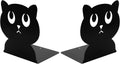 Cute Black Cat Bookends Metal Cat Book Ends Kids Bookends Office Journal Holder Library Decoration Bookshelf Book Organizer for Christmas Birthday Back to School Student Gift (Black Big Eyes)