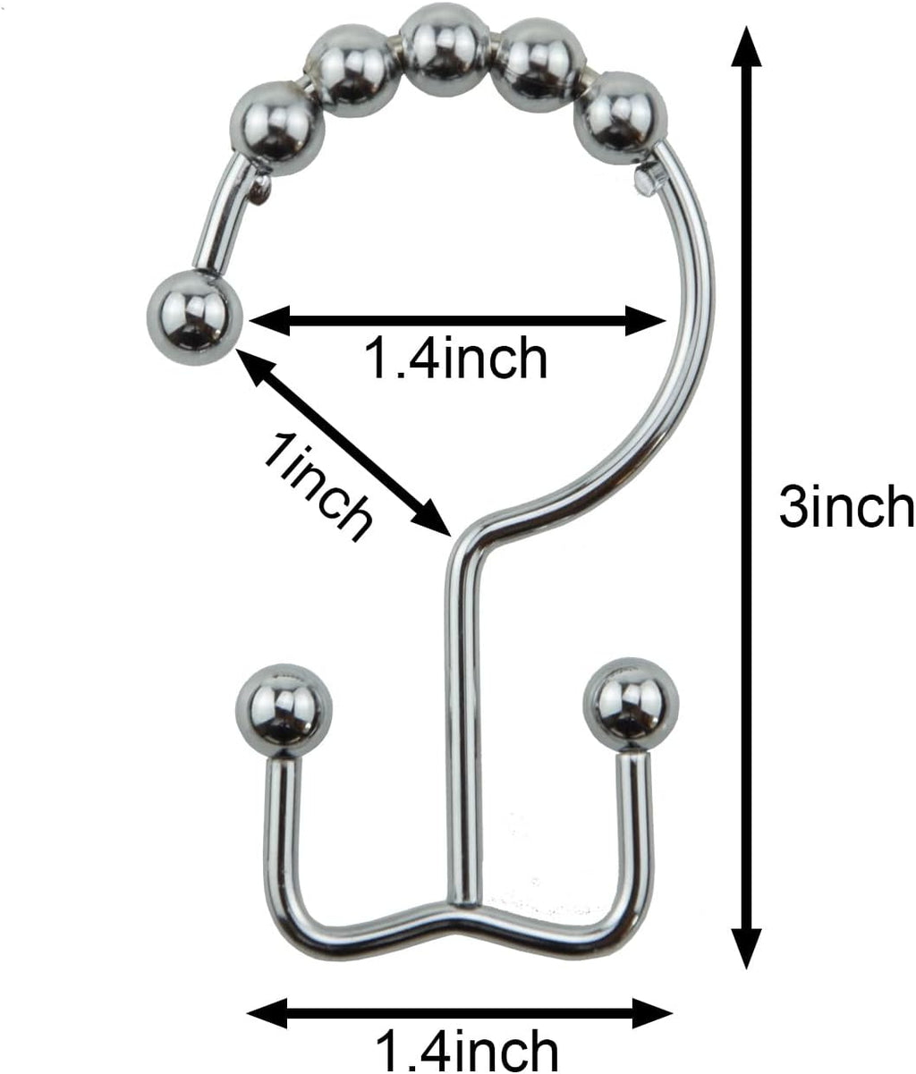 Shower Curtain Hook yyangz 12PCS Chrome Color Stainless Steel Shower Curtain Rings, Metal Double Glide Rollers Shower Hooks for Bathroom Shower Curtain Rods,Double Shower Hook