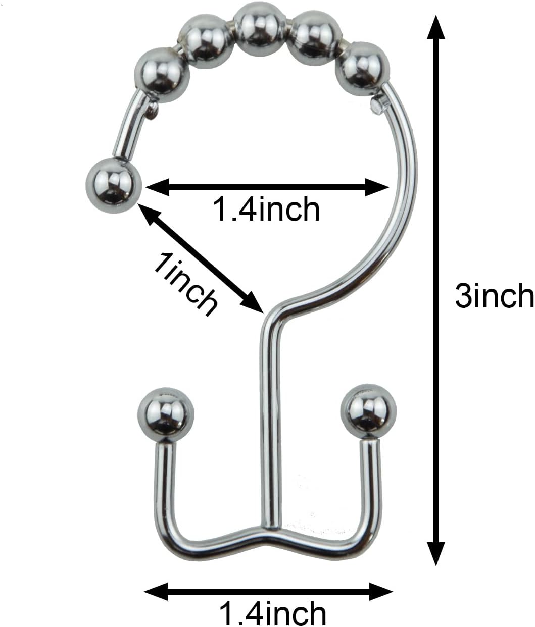 Shower Curtain Hook yyangz 12PCS Chrome Color Stainless Steel Shower Curtain Rings, Metal Double Glide Rollers Shower Hooks for Bathroom Shower Curtain Rods,Double Shower Hook