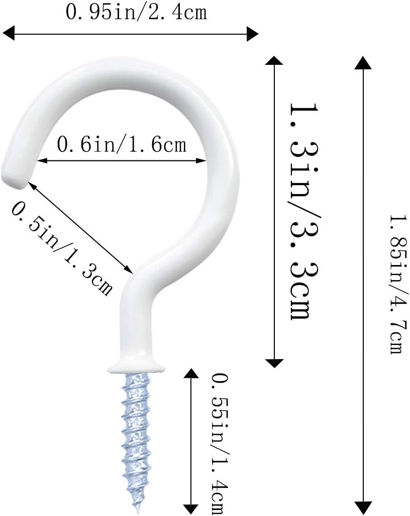 yuntop 12 Pack Vinyl Coated Ceiling Hooks,Screw-in Mug Hooks