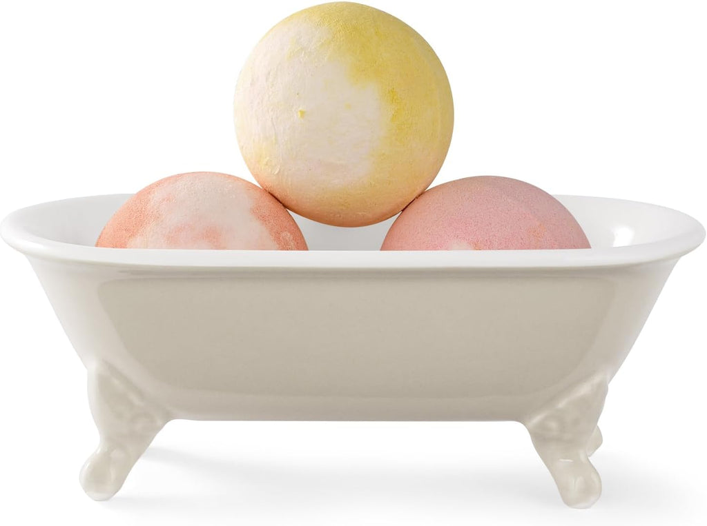 6.5" Ceramic Mini Clawfoot Bathtub Soap Dish,Bar Soap Holder,Beige