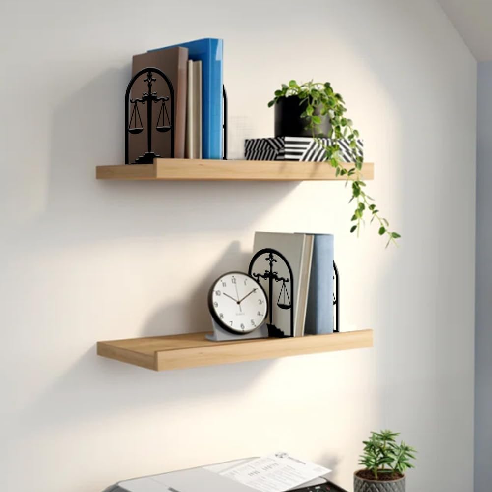 2pcs Balance Scale Book Ends Fair Black Metal Non-Slip Bookends Reading Decorative Large Book End Stoppers for Shelves Birthday Housewarming