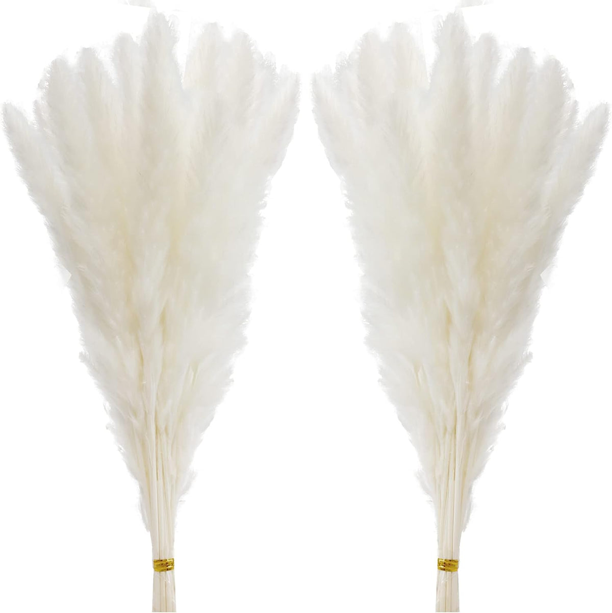 60 Pcs White Pampas Grass ,17 inch/45 cm Natural Dried Pampas Grass Branches Decor for Home Kitchen Garden Party Photographing Flower Arrangement Vase Decor（White