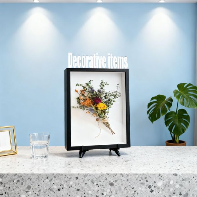 4 Pack Shadow Box Frame Display Cases, 8"x 10" Wood Deep Black Handicrafts Shadowbox Picture Frame for Flowers Jersey Baby Wedding Dress（Black）