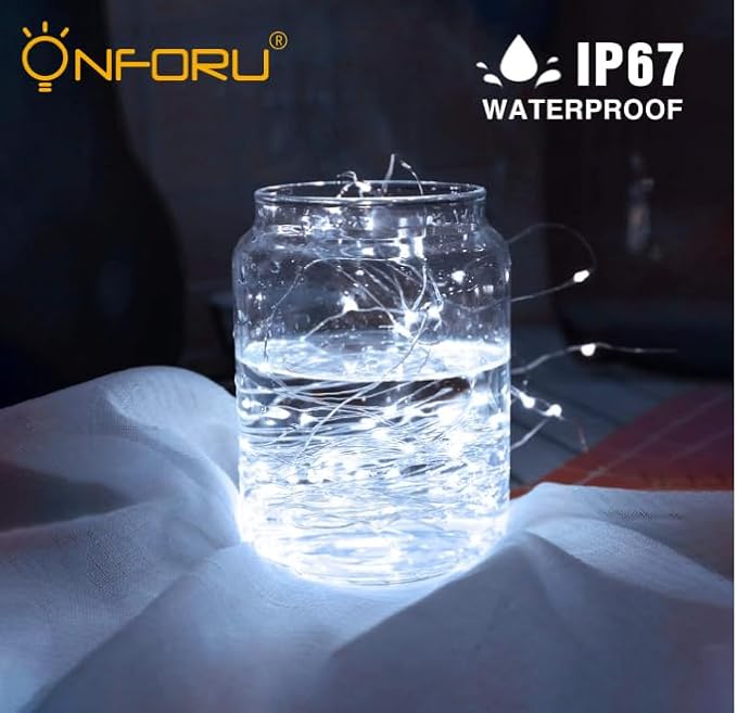 Onforu 16 Pack White Fairy Lights Battery Operated String Lights, 6.5ft IP67 Waterproof Twinkle Lights LED Lights for Strings Wedding Centerpiece Decor Christmas Bedroom