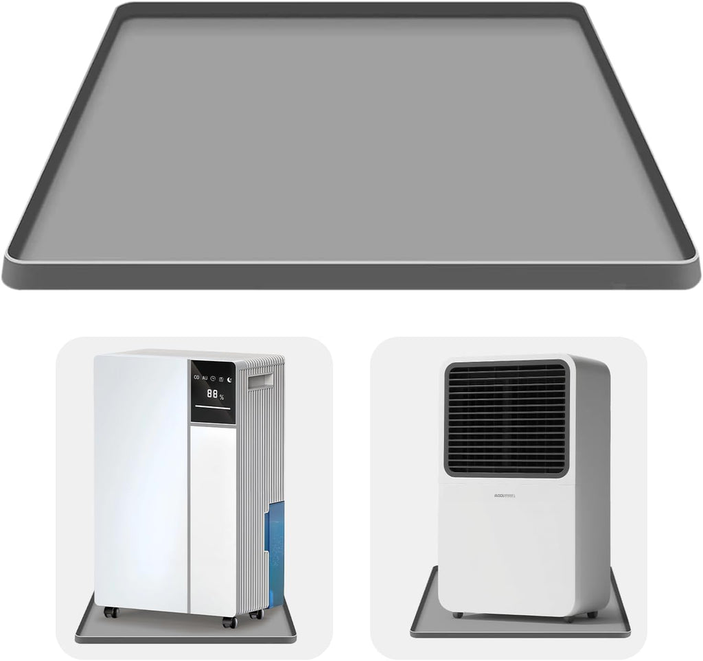 Dehumidifier Drip Mat- 23.6'' x 19.7'' x 0.78'' Silicone Humidifier Drip Tray,Non-Slip,Spill-Proof,Water proof Dehumidifier Drip Pan, Ideal for Portable Air Conditioner,Ice Maker,Water Cooler-Grey