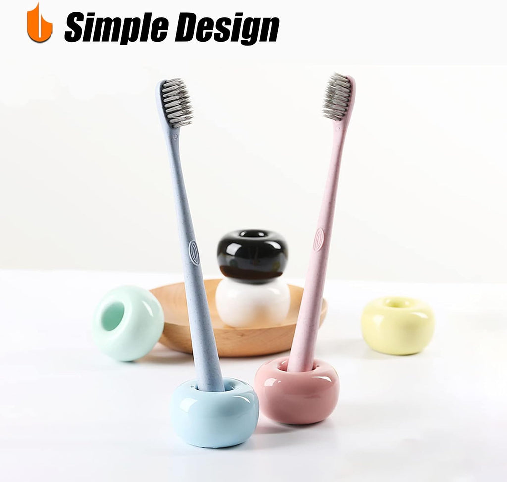 Urbanstrive Sleek Mini Ceramics Toothbrush Holder Stand for Bathroom Vanity Countertops (Light Blue 1-Pack)