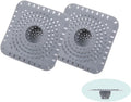 Drain Hair Catcher, Bathtub Drain Protecto 2 PCS （Gray Square）