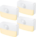 【4 Pack】 Motion Sensor Night Light, Stick-On Motion Sensor Lights Indoor, Battery Powered Under Cabinet Kitchen Lights with Adhesive Pads, Auto/On/Off for Cupboard Wardrobe Stair Kitchen- Warm White