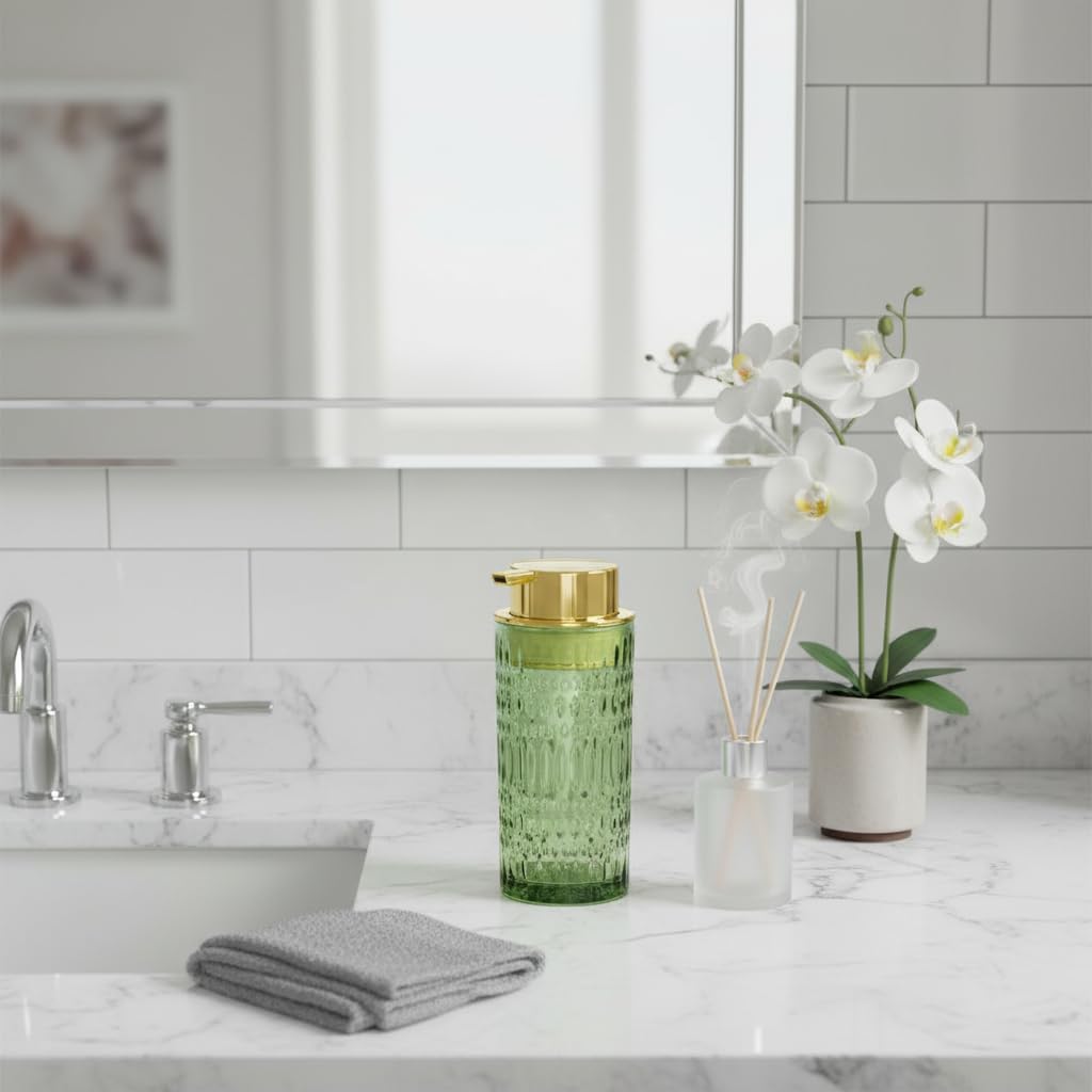 Green Glass Foaming Soap Dispenser