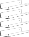 CY craft Clear Acrylic Floating Shelves Display Ledge, 5 MM Thick Wall Mounted Storage Shelf for Kitchen/Bathroom/Office,Invisible Kids Bookshelf and Spice Rack,15 Inch,Set of 4