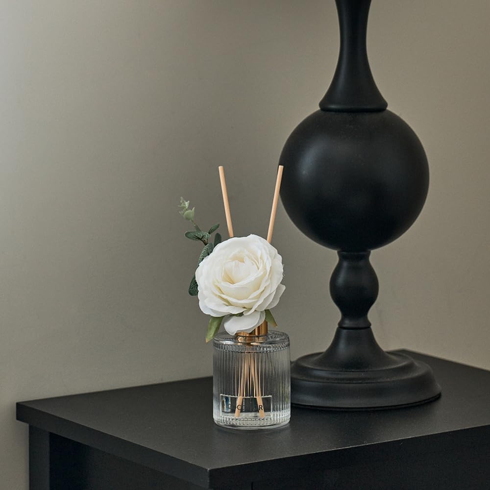 COCODOR Silk Flower Reed Diffuser Set, White Jasmine, 6.7 oz, Home Décor