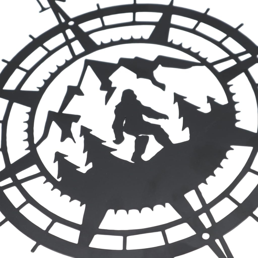 Gemseek Black Metal Bigfoot Wall Decor, Funny Compass Wall Art Sculpture