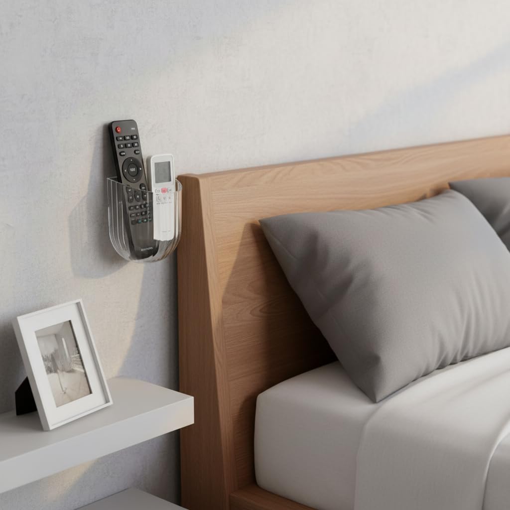 Adhesive Wall Mount Storage Caddy, Pen & Remote Holder(White 1PCS)