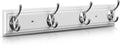 Coat Rack Wall Mounted White, 17" Wooden Modern Wall Coat Hanger with 4 Hooks, Heavy Duty Zinc Alloy Wall Hook Rack for Hanging Coats, Keys, Bags, Great Touch for Bedroom Bathroom Kitchen