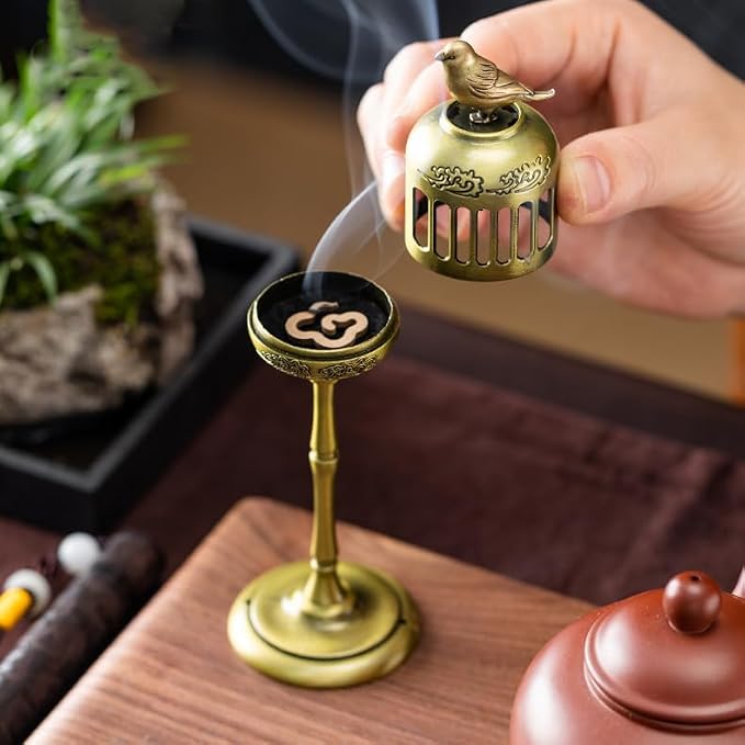 Oriental Sparrow Incense Burner Holder with 40 Pcs Incense Coils