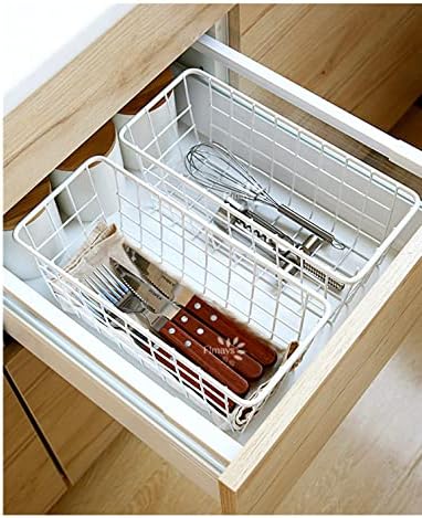 Hanging Kitchen Baskets Adhesive Sturdy Wire Storage Baskets with Kitchen Food Pantry Bathroom Shelf Storage No Drilling Wall Mounted,White,4 Pack