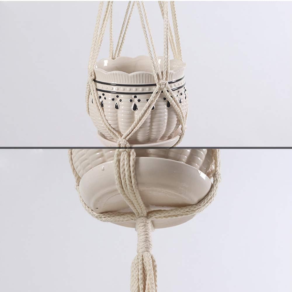 Vpang 2 Pack Colorful Cotton Macrame Plant Hanger, Outdoor Indoor Hanging Planter Basket Flower Pot Holder Boho Home Decor 40 Inch (Red)