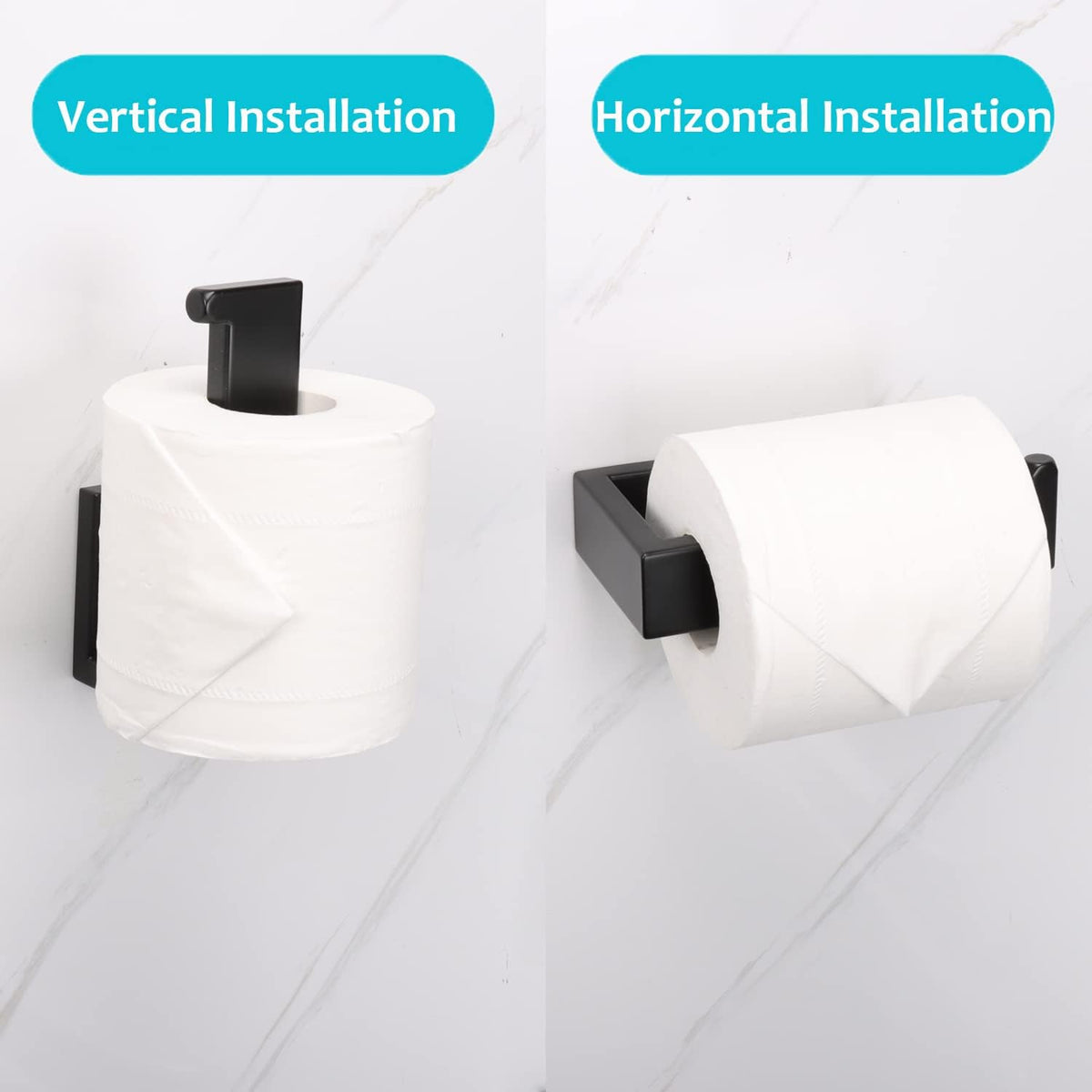 TocTen Toilet Paper Holder-Bathroom Tissue Holder Fit Big Roll Paper, Toilet Paper Roll Holder Wall Mounted Made of Thicken 304 Stainless Steel, Suitable for Bathroom, Kitchen, Office (5.9 in, Black)